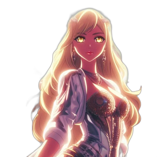 dress, staff, crown, anime transparent PNG cut-out