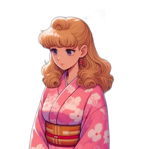 dress, jacket, hair, staff transparent PNG cut-out