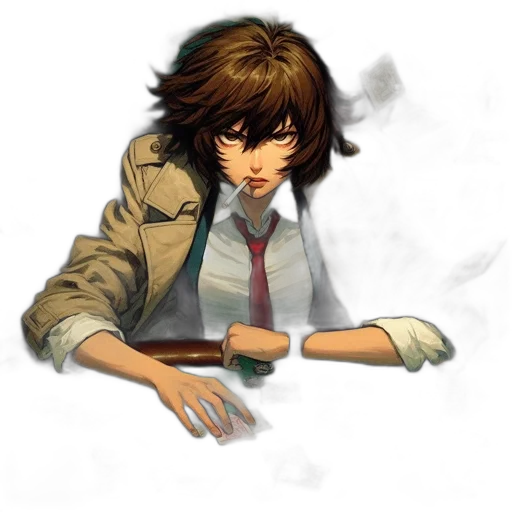 jacket, weapon, staff, face transparent PNG cut-out