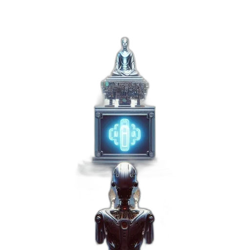 robot, weapon, staff, crown transparent PNG cut-out