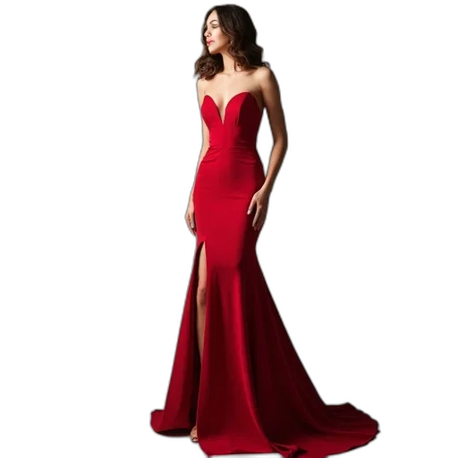 dress, red, trumpet, style transparent PNG cut-out