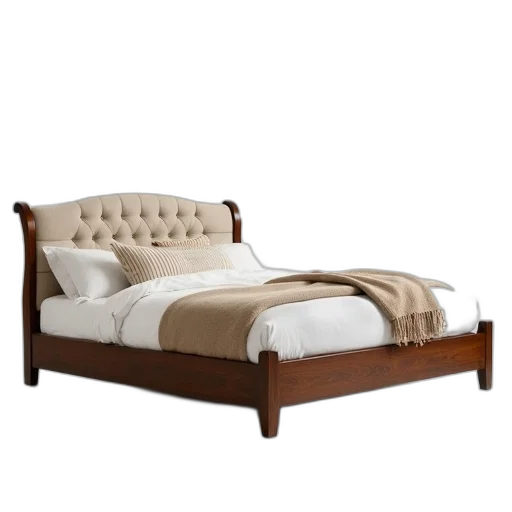 furniture, earth tones, wooden, bed transparent PNG cut-out