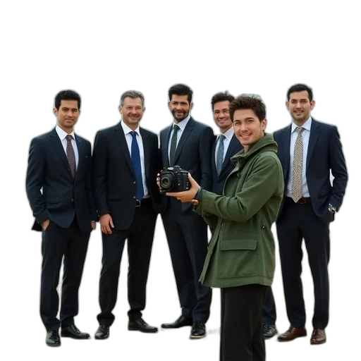 staff, jacket, group, seven transparent PNG cut-out