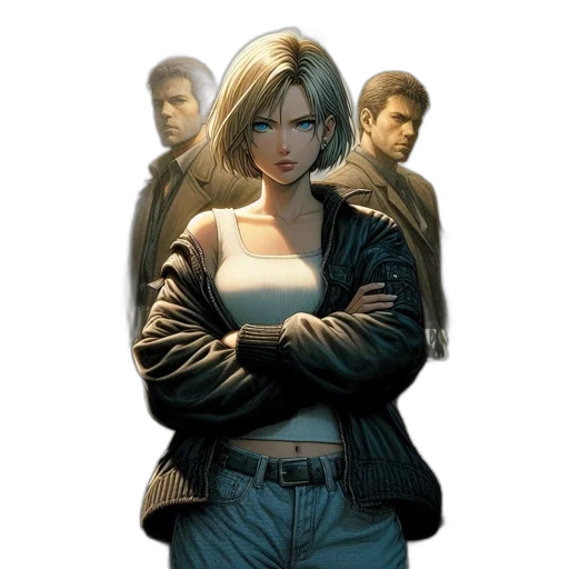 jacket, comic book art, concept art, young transparent PNG cut-out