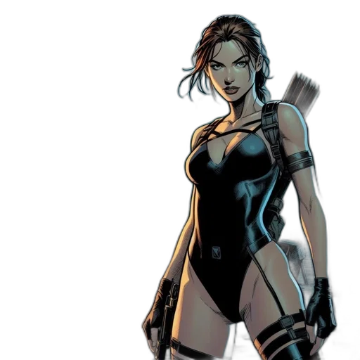 comic book art, concept art, female, archer transparent PNG cut-out