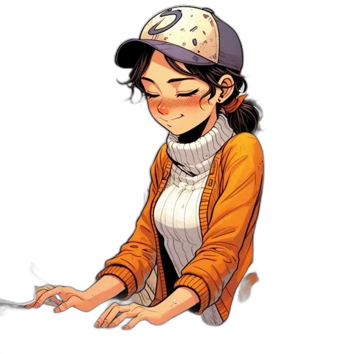 staff, hat, jacket, cartoon transparent PNG cut-out