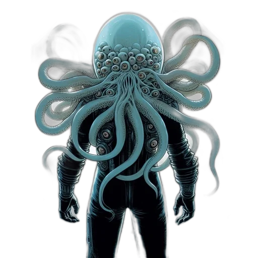 creature, mask, hair, staff transparent PNG cut-out