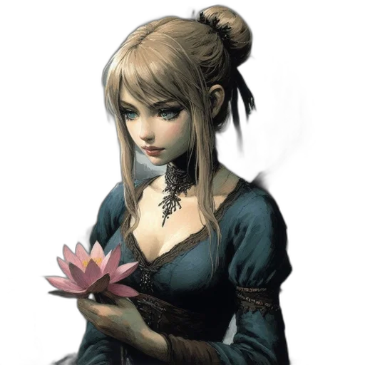flower, staff, dress, face transparent PNG cut-out
