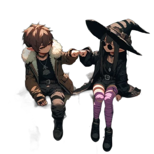 staff, weapon, hat, jacket transparent PNG cut-out