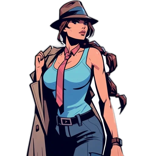 hat, jacket, staff, comic book art transparent PNG cut-out