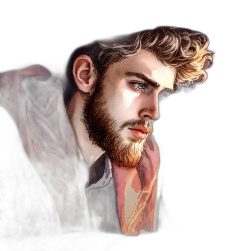 face, jacket, photorealistic, watercolor transparent PNG cut-out