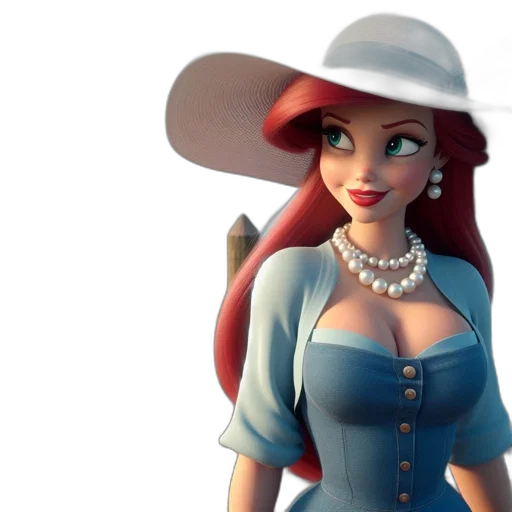hat, dress, jewelry, 3d render transparent PNG cut-out
