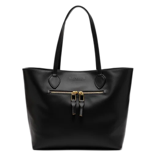 dark, black, leather, tote transparent PNG cut-out