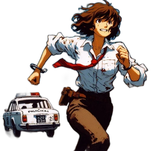 car, weapon, jacket, comic book art transparent PNG cut-out