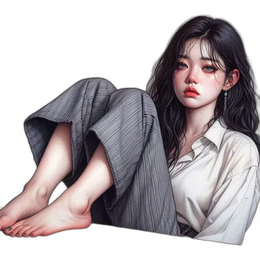 creature, dress, face, oil painting transparent PNG cut-out