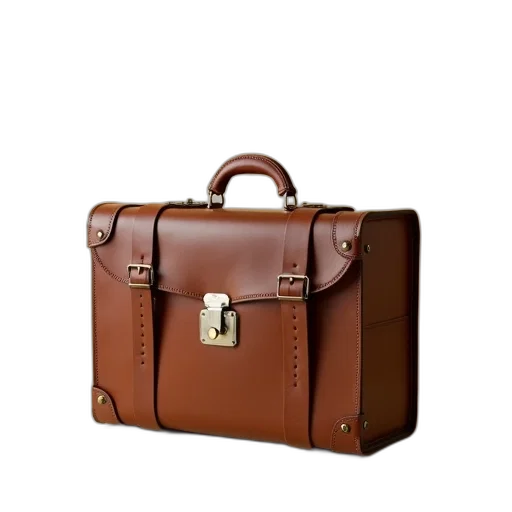 vintage, brown, leather, suitcase transparent PNG cut-out