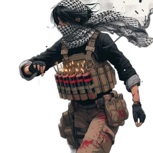 weapon, jacket, mask, concept art transparent PNG cut-out