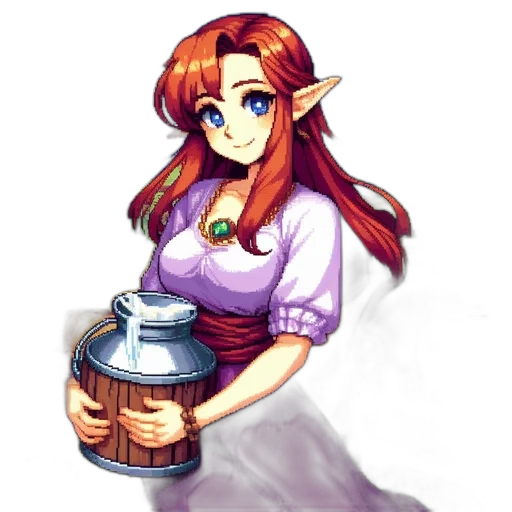 dress, staff, bottle, pixel art transparent PNG cut-out
