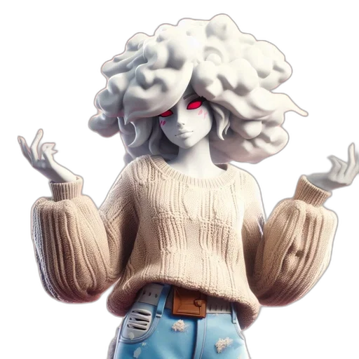 jacket, hair, staff, concept art transparent PNG cut-out