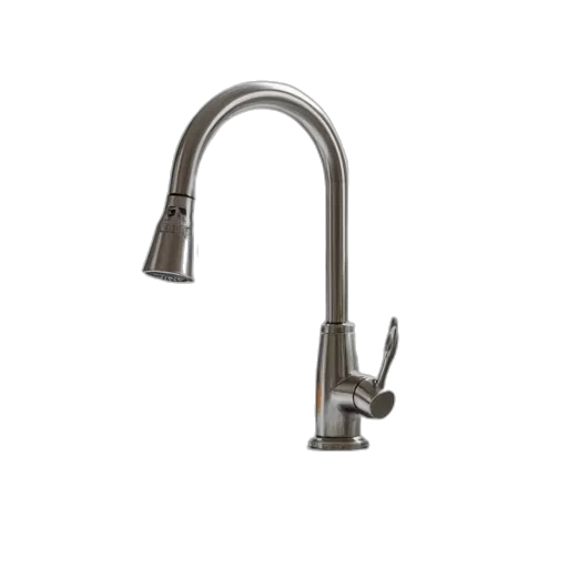 3d render, stainless, steel, faucet transparent PNG cut-out