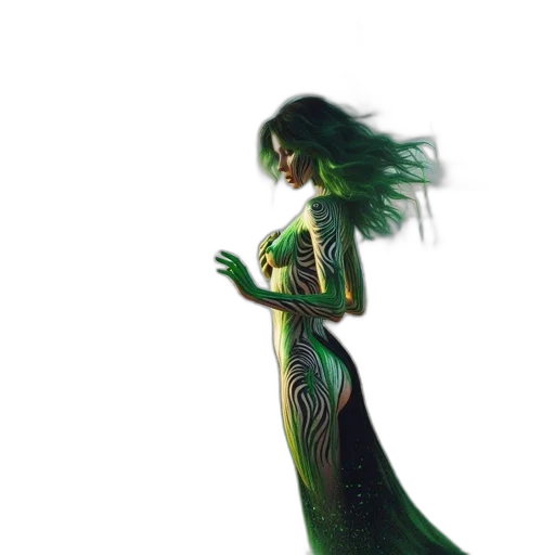 dress, hair, creature, concept art transparent PNG cut-out