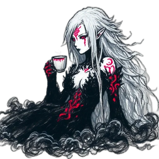 hair, dress, creature, pixel art transparent PNG cut-out