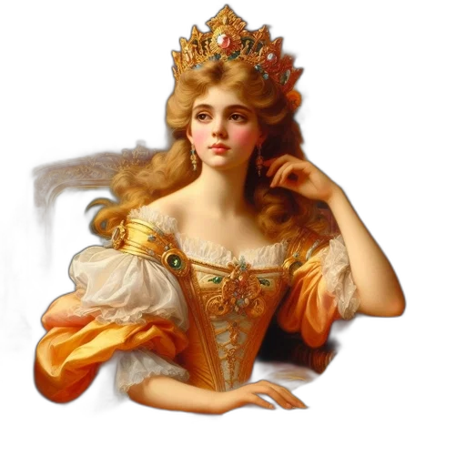 crown, jewelry, dress, oil painting transparent PNG cut-out