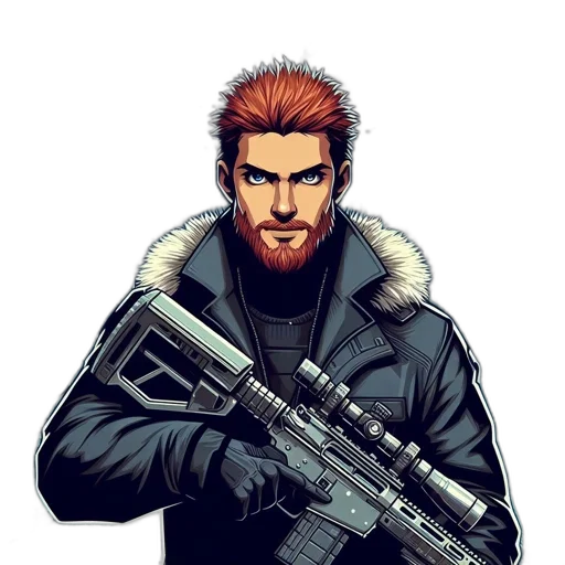 jacket, weapon, comic book art, concept art transparent PNG cut-out