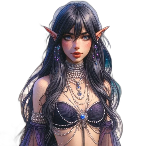 jewelry, dragon, dress, fantasy art transparent PNG cut-out