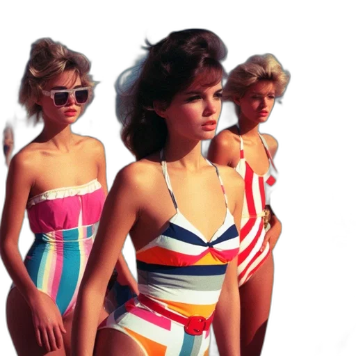 vaporwave, four, young, women transparent PNG cut-out