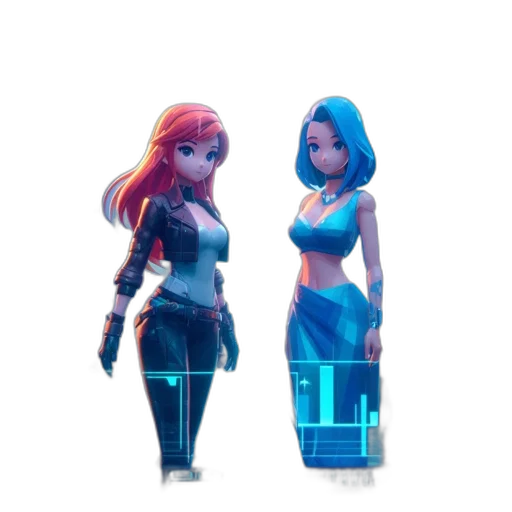 concept art, 3d render, cyberpunk, pixel art transparent PNG cut-out