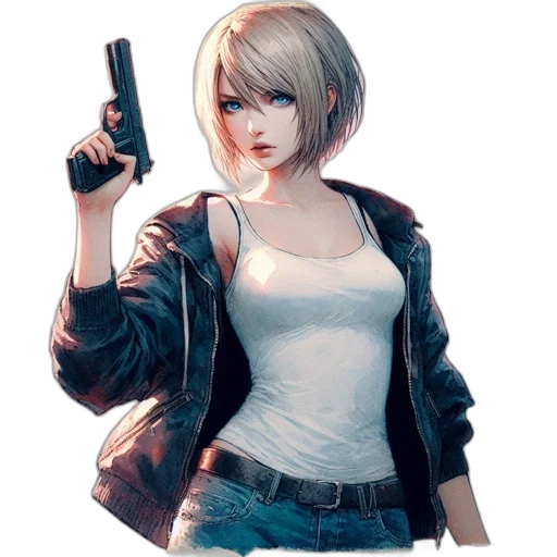 jacket, weapon, face, staff transparent PNG cut-out