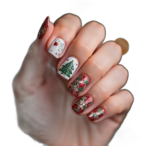 photorealistic, festy, christmas, mani transparent PNG cut-out