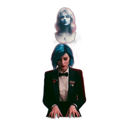 jacket, face, concept art, pixel art transparent PNG cut-out