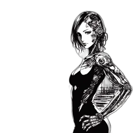 dress, robot, comic book art, concept art transparent PNG cut-out