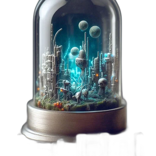 bottle, robot, creature, building transparent PNG cut-out