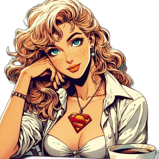 jewelry, face, comic book art, cartoon transparent PNG cut-out