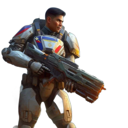 weapon, robot, staff, jacket transparent PNG cut-out