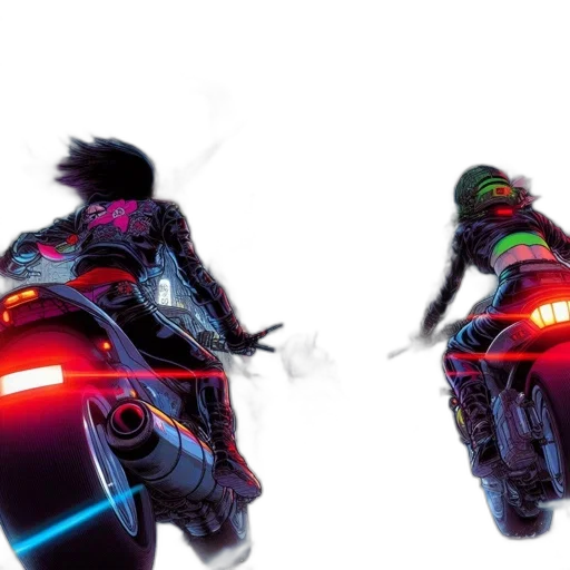 concept art, cyberpunk, comic book art, neon lights transparent PNG cut-out