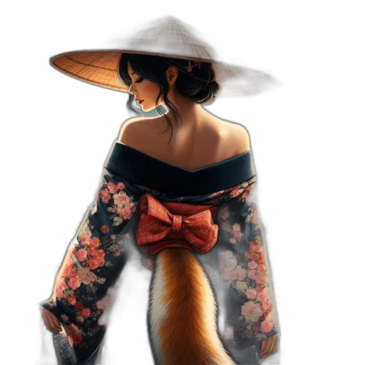 dress, hat, umbrella, flower transparent PNG cut-out