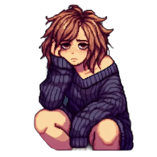 jacket, hair, creature, pixel art transparent PNG cut-out
