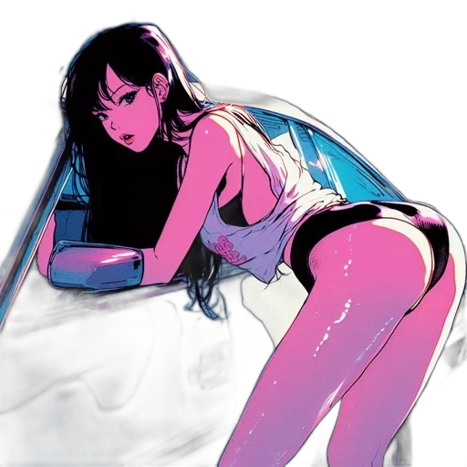 comic book art, concept art, anime, vaporwave transparent PNG cut-out