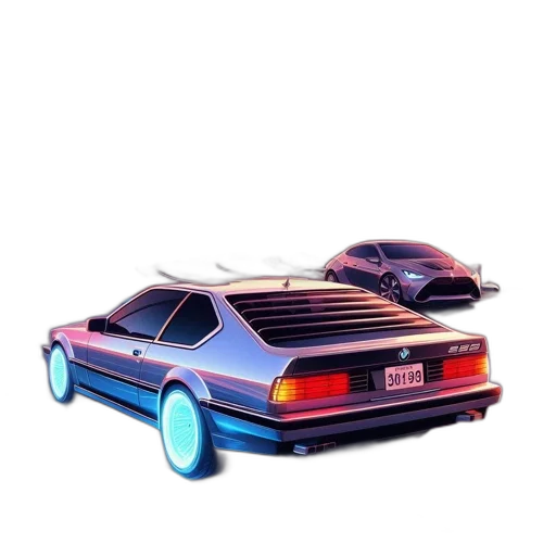 car, robot, vaporwave, concept art transparent PNG cut-out