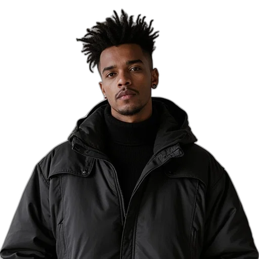 jacket, face, staff, hair transparent PNG cut-out
