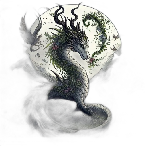 dragon, creature, mask, staff transparent PNG cut-out