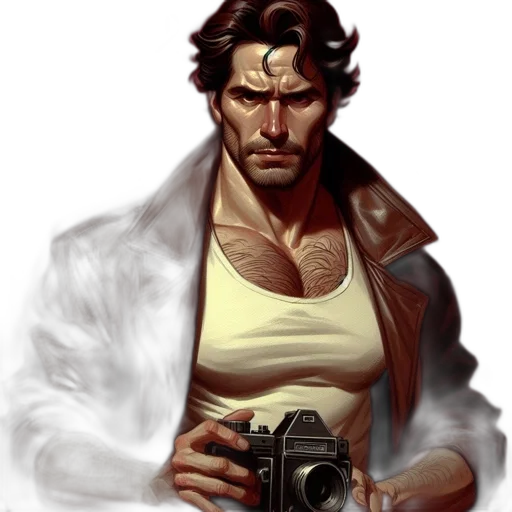weapon, jacket, face, staff transparent PNG cut-out