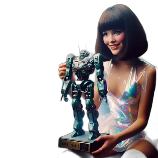 robot, concept art, vaporwave, 3d render transparent PNG cut-out