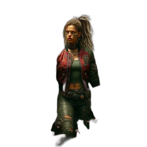 jacket, staff, concept art, cyberpunk transparent PNG cut-out