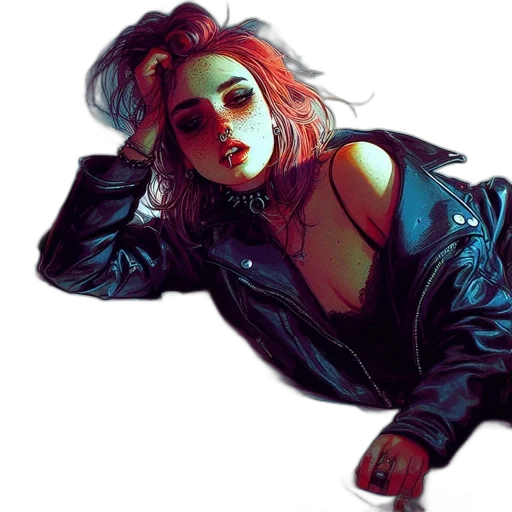 jacket, face, cyberpunk, watercolor transparent PNG cut-out