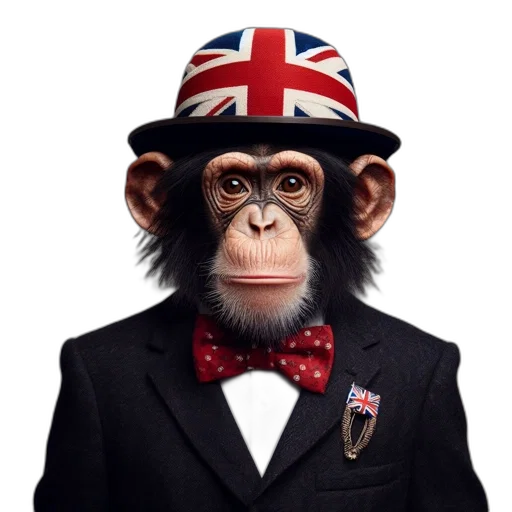 animal, photorealistic, chimpanzee, wears transparent PNG cut-out